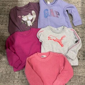 Girls Set of 4 sweatshirts + 1 Sweater ( size 2T)
